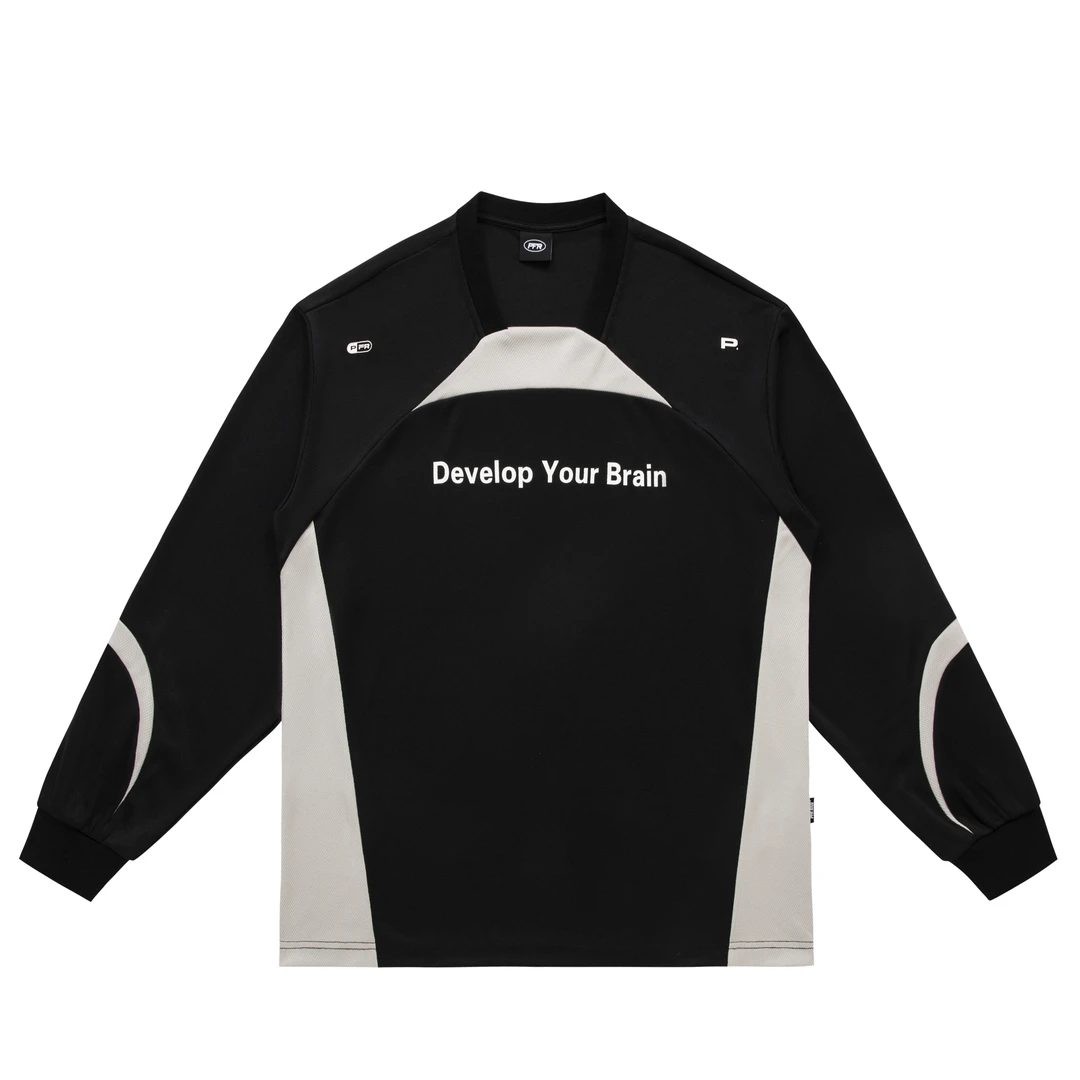 PFR AND新款撞色速干吸湿长袖球服运动印花不规则廓形美式复古