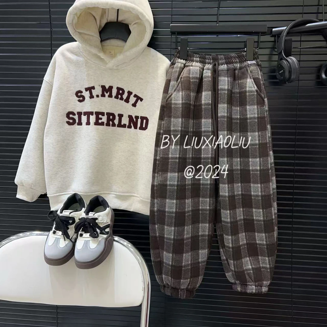 杭州六小六正版 BY LIUXIAOLIU冬季儿童加厚绒格子裤15281