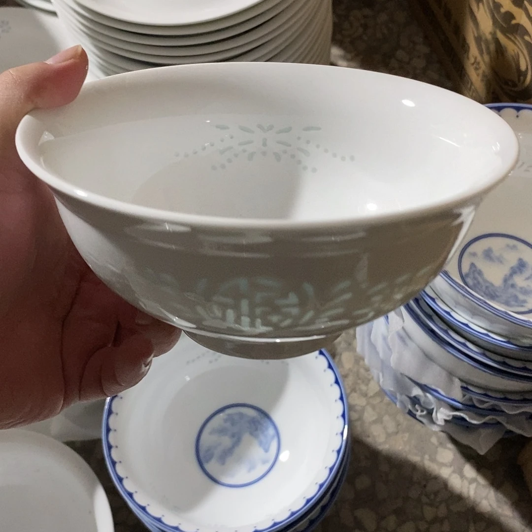 摆件6.5寸高温玲珑瓷碗2支