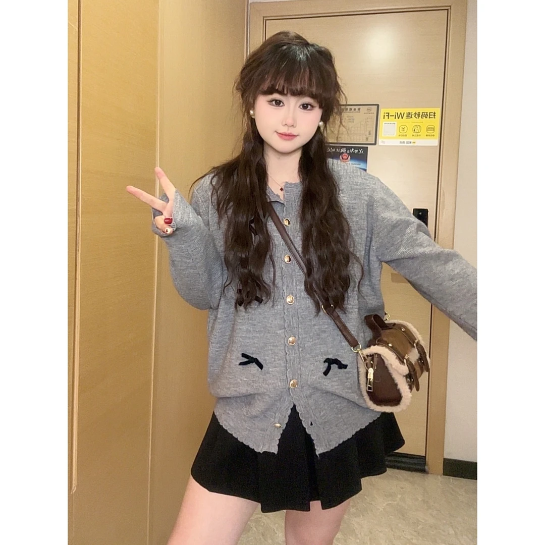 【琦琦】现货-2024秋冬新款大码时尚针织衫胖妹妹洋气开衫毛衣外套