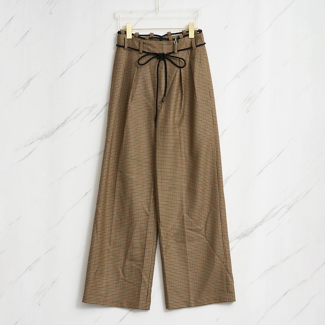 全新未使用/Andersson Bell女士千鸟格抽绳西裤ABGP00085