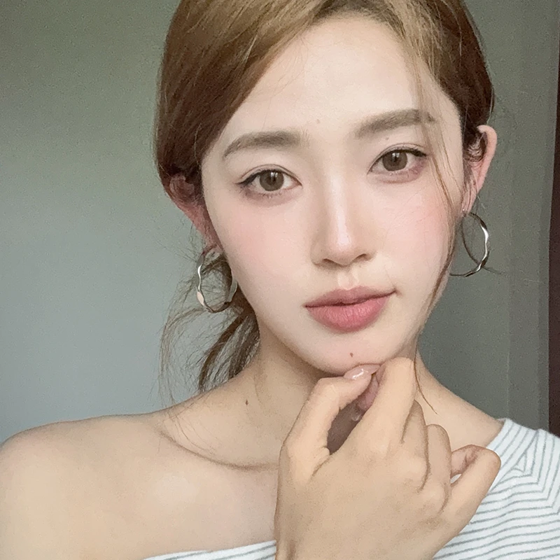 oushipei/欧诗佩 铜合金耳饰 气质简约大圈圈耳环菱形面金属耳圈