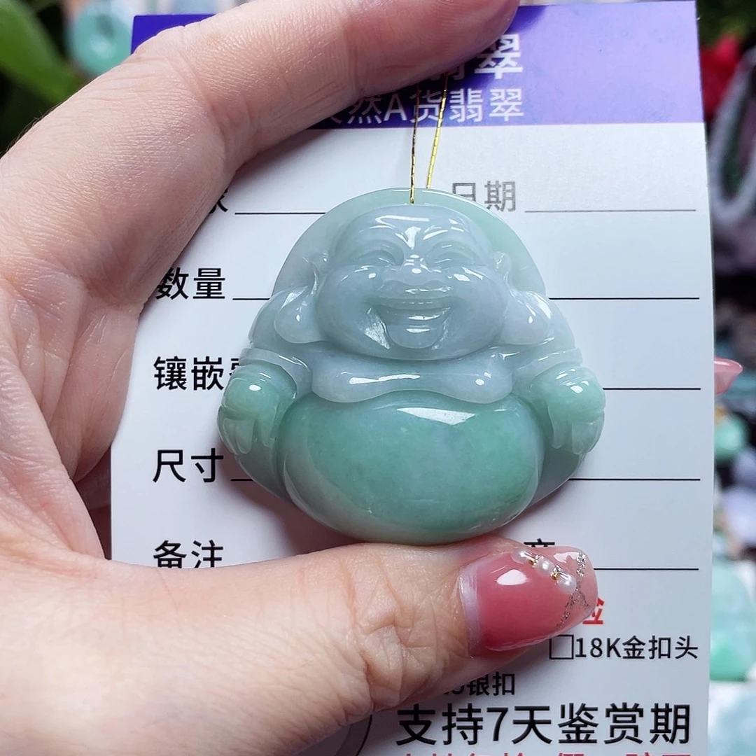 翡翠未镶嵌颈饰佛公09