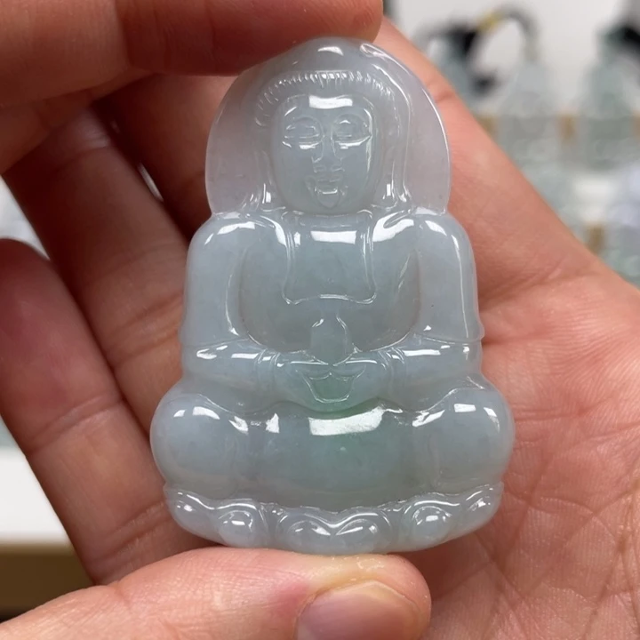 翡翠未镶嵌颈饰天然缅甸翡翠A货观音51号