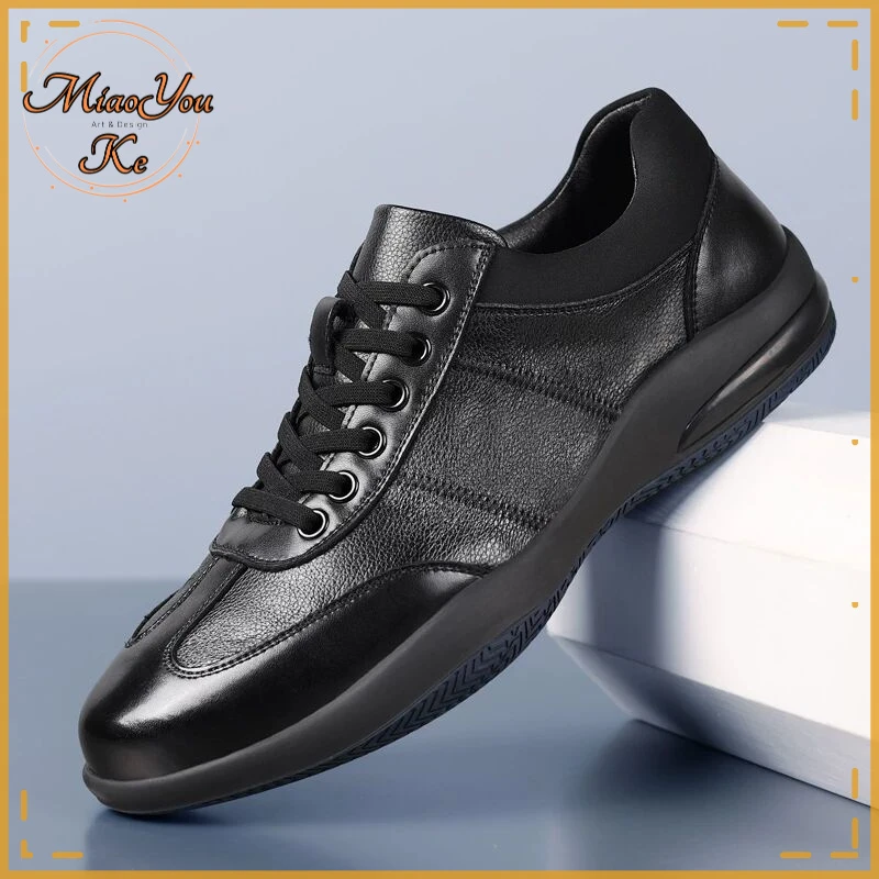 2025新款春季男士皮面透气休闲皮鞋英伦百搭系带温州潮鞋软皮软底