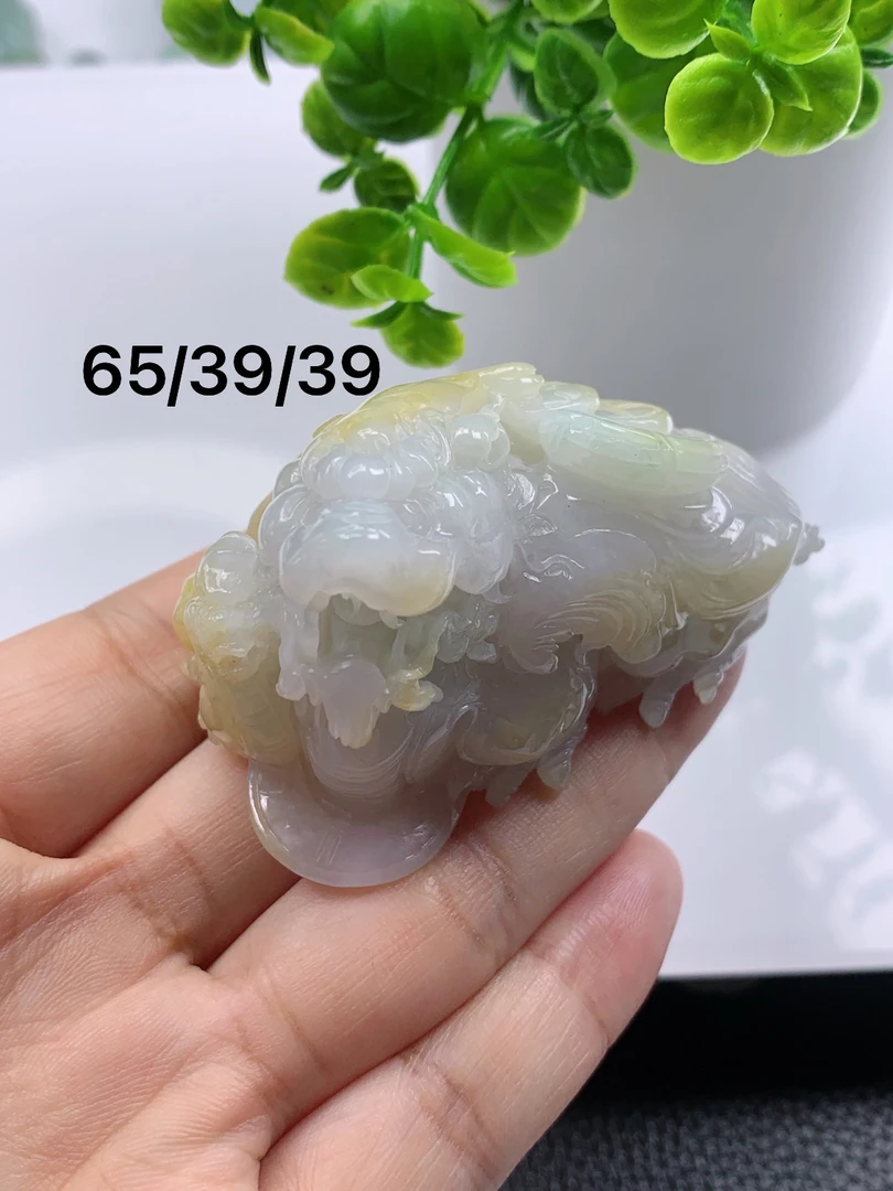缅甸天然翡翠A货黄翡好运连连飞天貔貅手把件