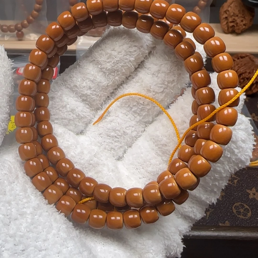 橄榄核手串老挝脖挂正三花面无白7.4