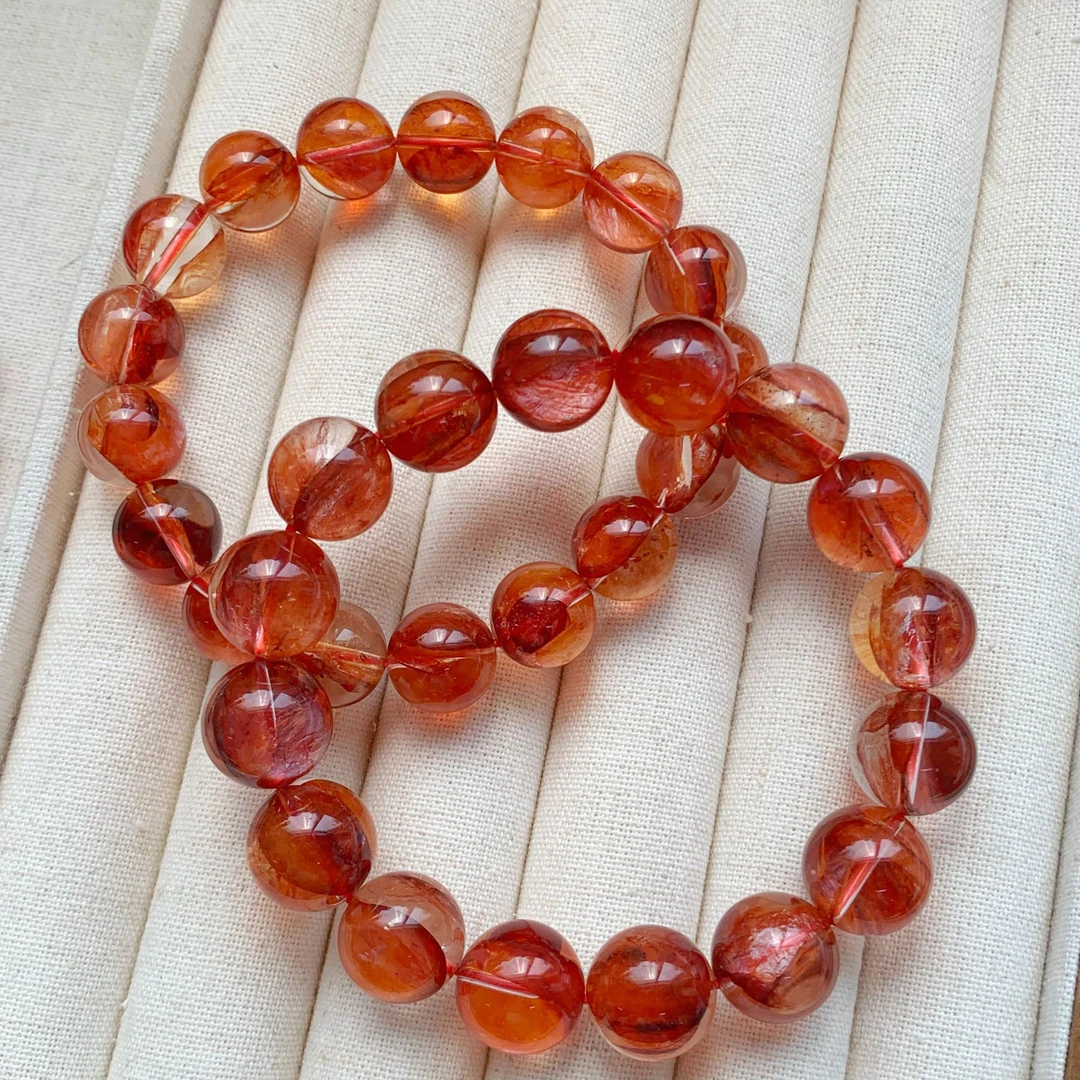 JH016天然红胶花手链幽灵水晶情侣款多样性发一