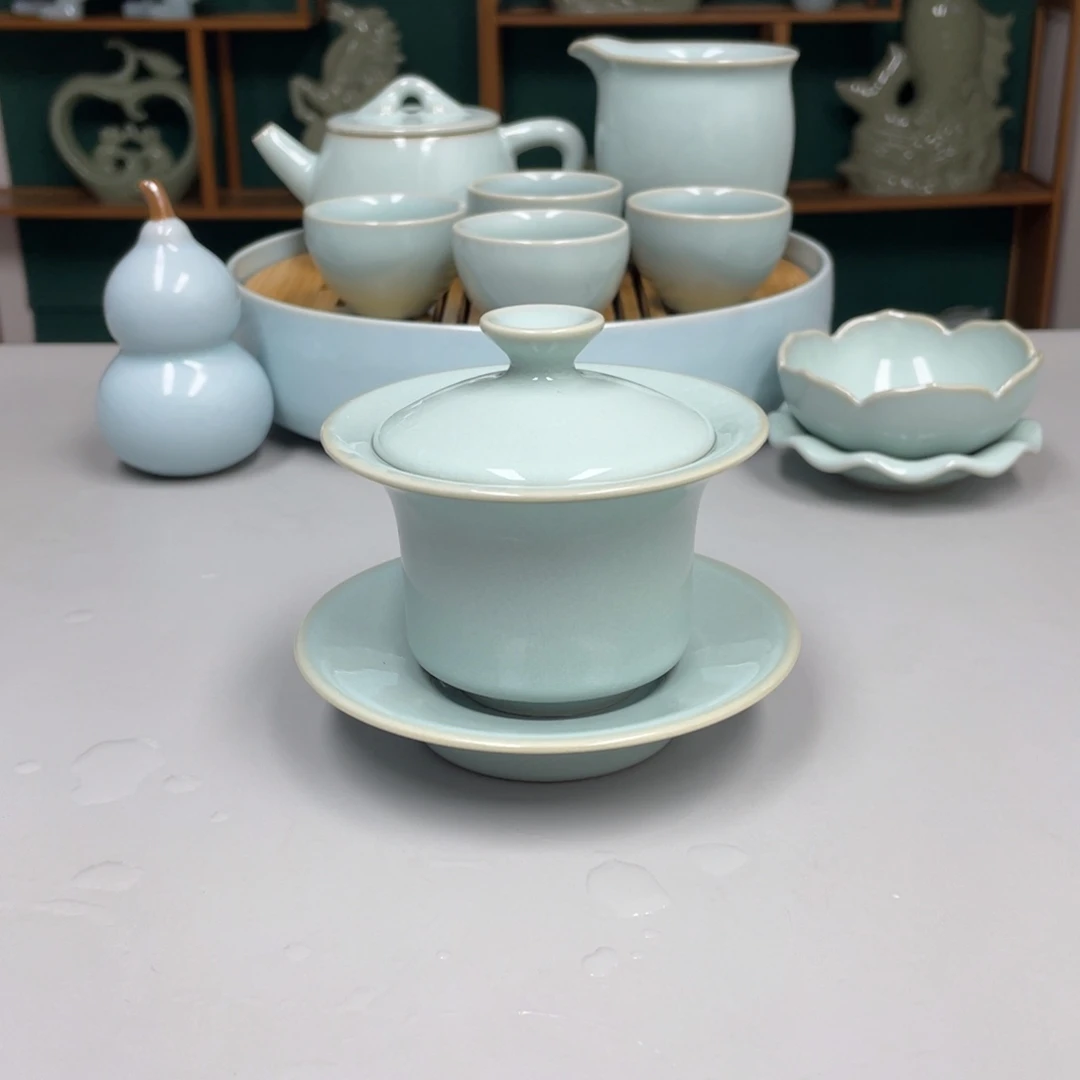 瓷赵琳老师玉兰盖碗带礼盒