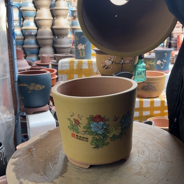 紫砂宜兴紫砂花盆花盆花开富贵小一对