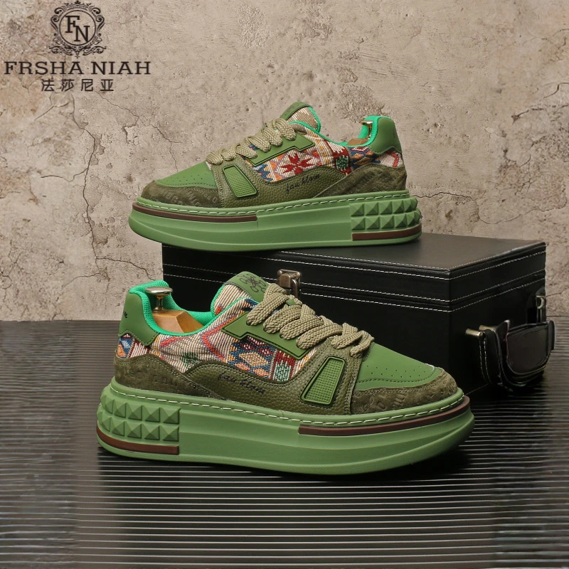 法莎尼亚潮牌男鞋新款秋季透气厚底增高板鞋男士流光风男秋季厚底