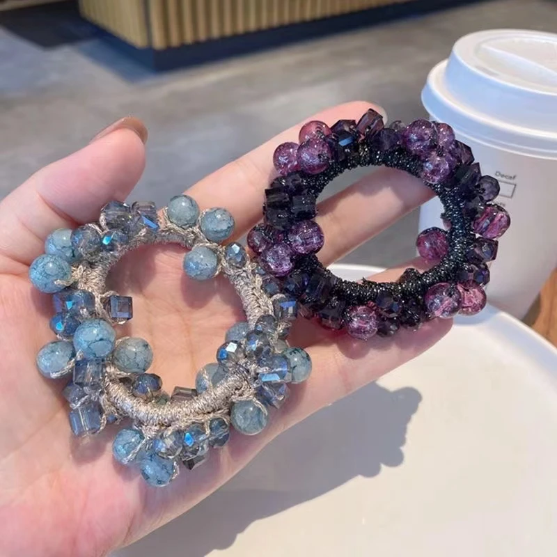 圳墨高端发饰海洋蓝色发圈女新款渲染头绳时尚轻奢高弹力皮筋头饰