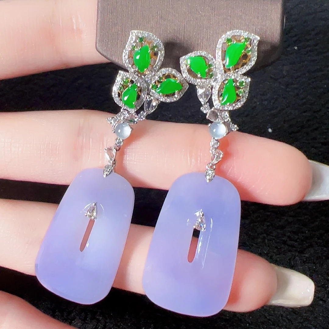 翡翠18K金镶嵌耳饰签收后24小时鉴赏期，过时不退