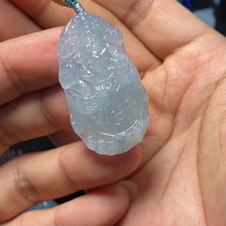 翡翠未镶嵌颈饰天然缅甸翡翠A货冰胶财爷吊坠