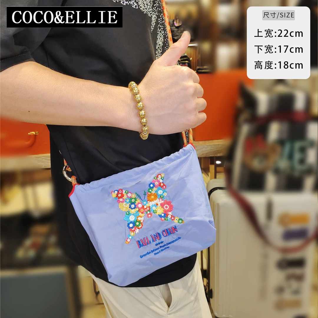 兰紫蝴蝶刺绣图案单肩包斜跨女包