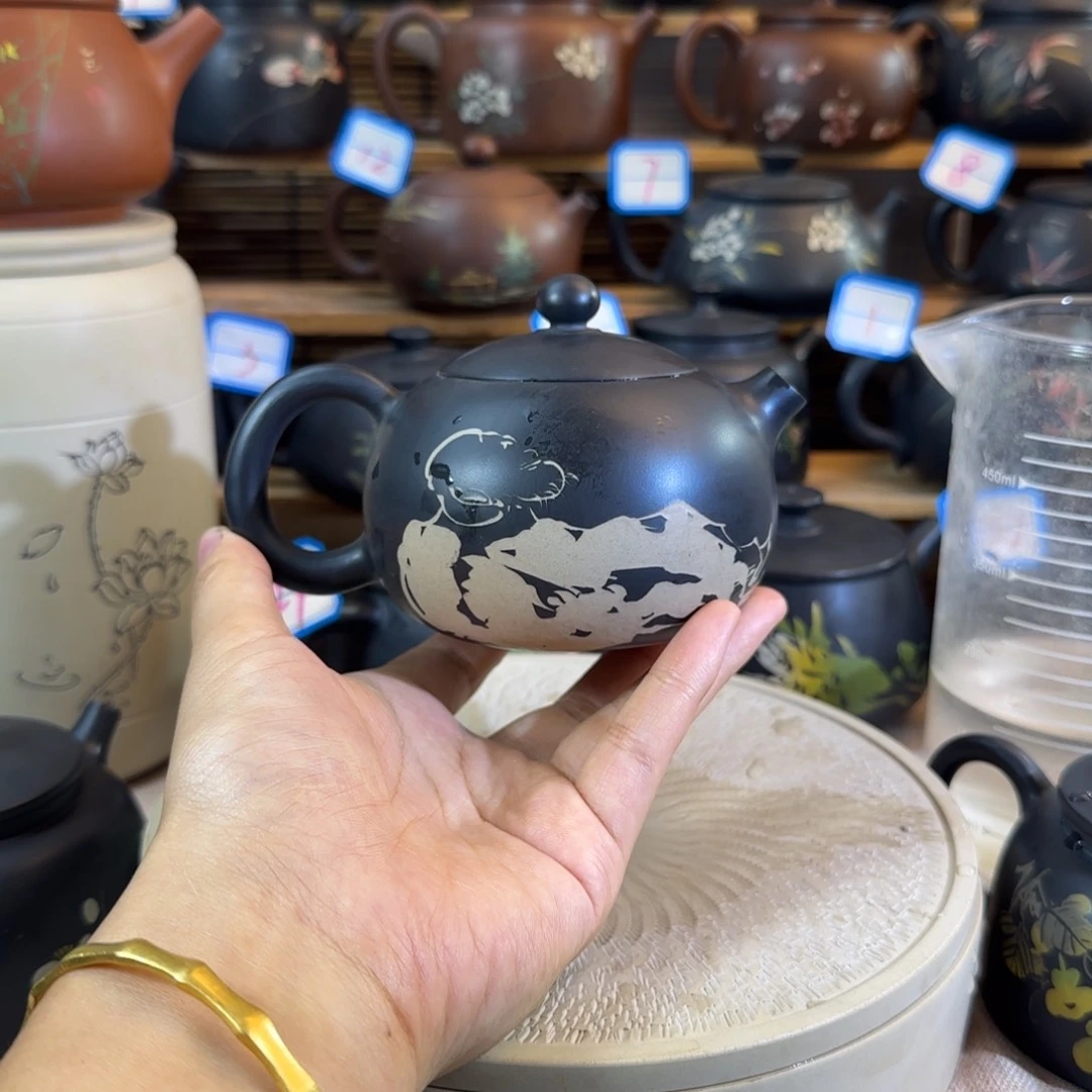 无***、建水紫陶全品彩填全手工壶