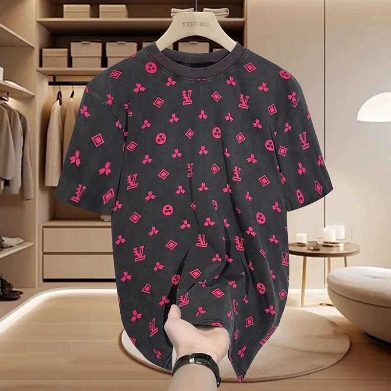 短袖男重磅T恤常规百搭短袖水洗男士春夏青春印花夏季宽松T2030