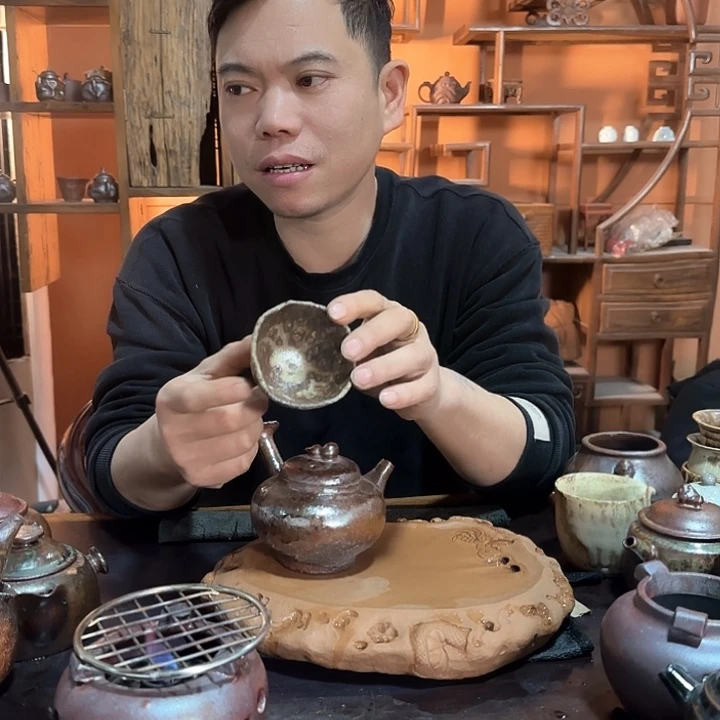 紫砂柴烧手捏杯杯