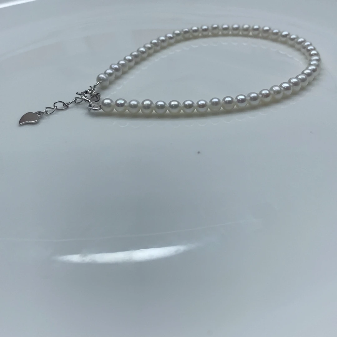 淡水珍珠手链银S925镶嵌3毫米