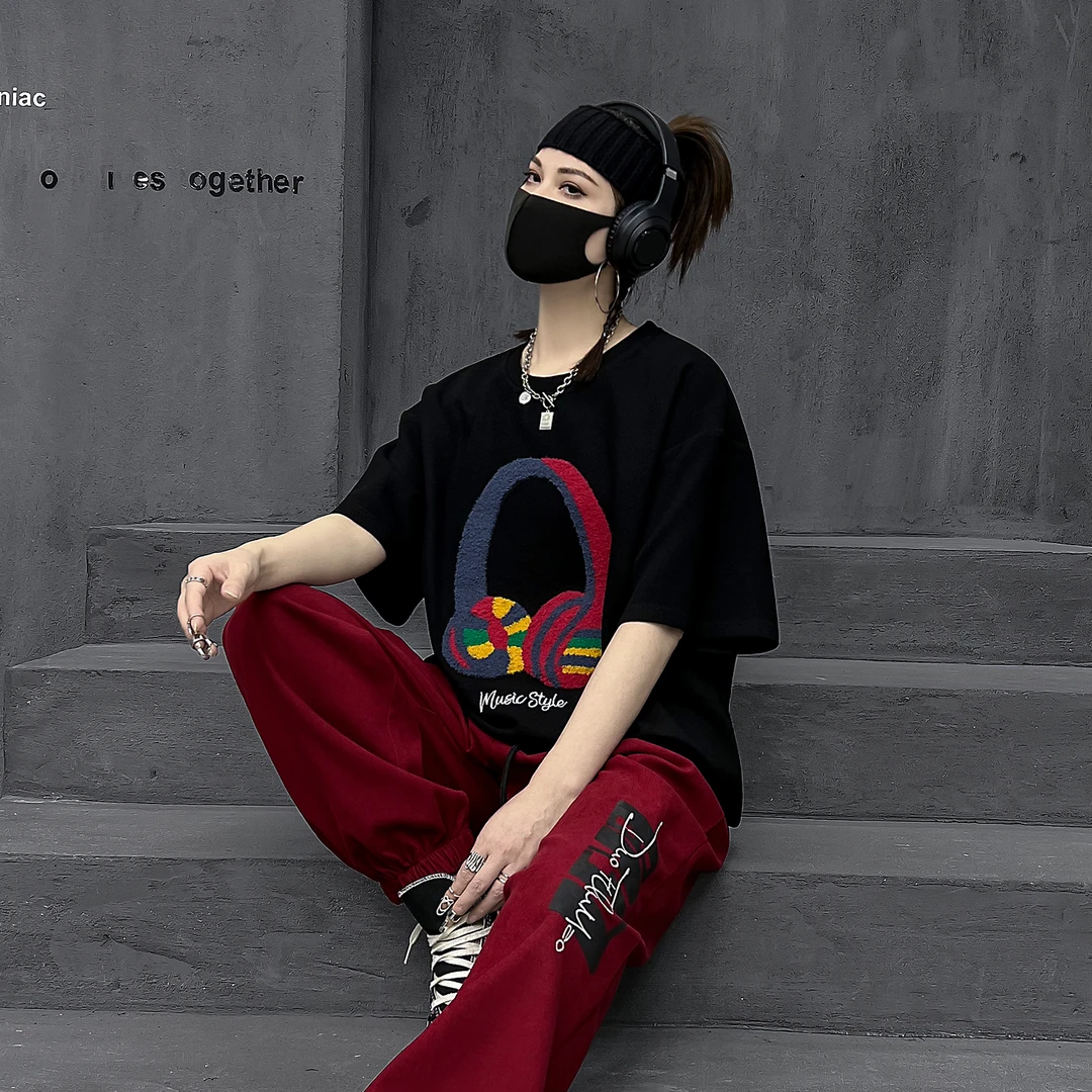 多福猫原创潮牌时尚欧货短袖t恤女夏季新款运动半袖体恤宽松上衣