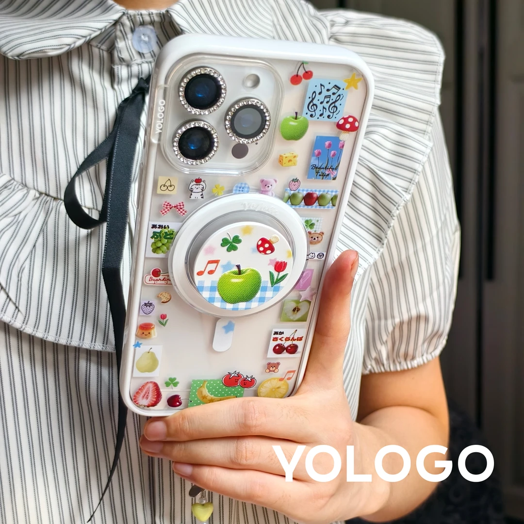 YOLOGO原创水果拼贴ins风磁吸支架可爱苹果16/15/14pro手机壳