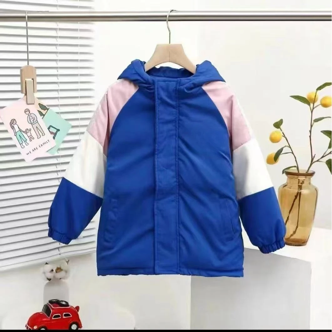 R儿童2024冬季新款时尚拼色连帽棉服A4114