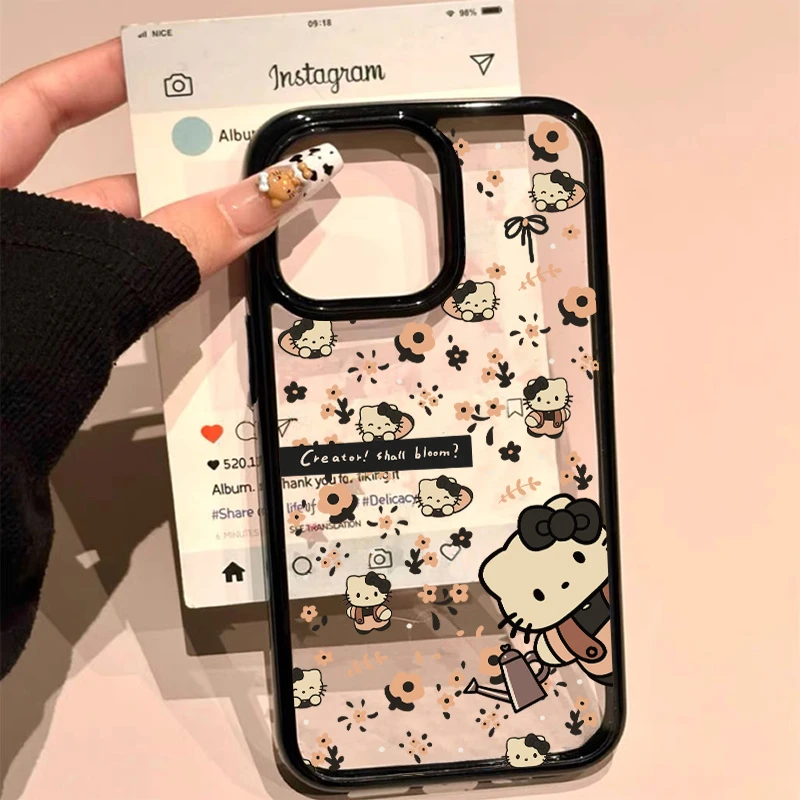 碎花凯蒂猫适用iphone16手机壳苹果15promax新款14女13套12透明11