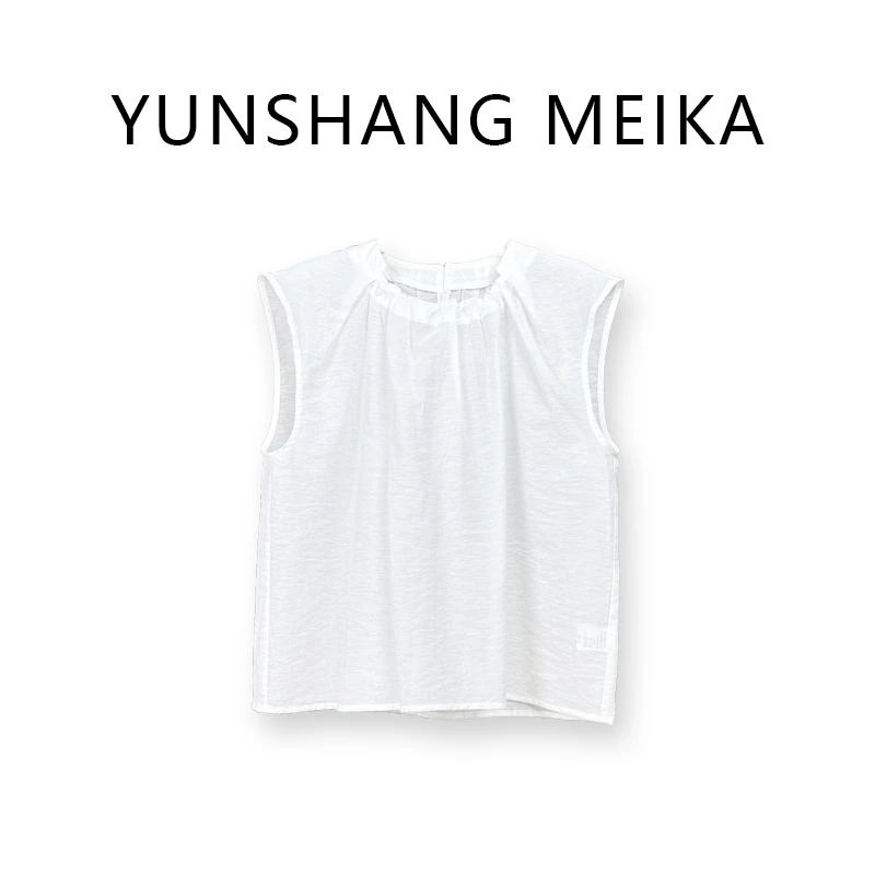 云尚美咖法式慵懒风夏季套头极简风衬衫百搭纯色休闲打底舒适