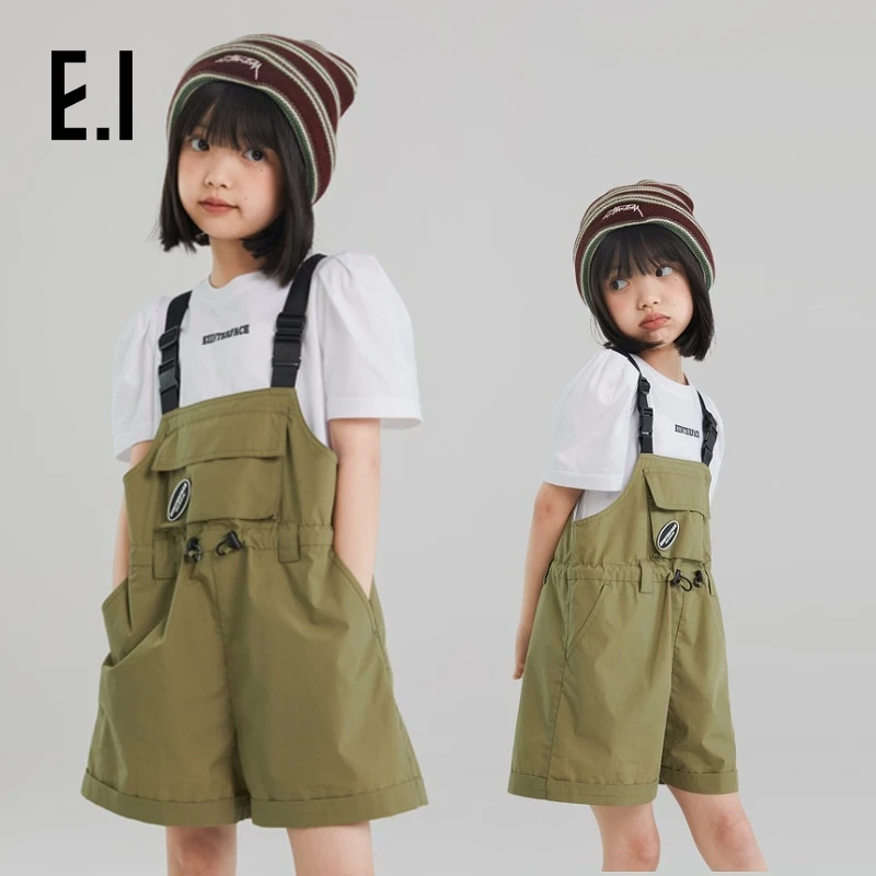 ei童装女童夏装收腰宽松工装短裤背带裤D8242885843