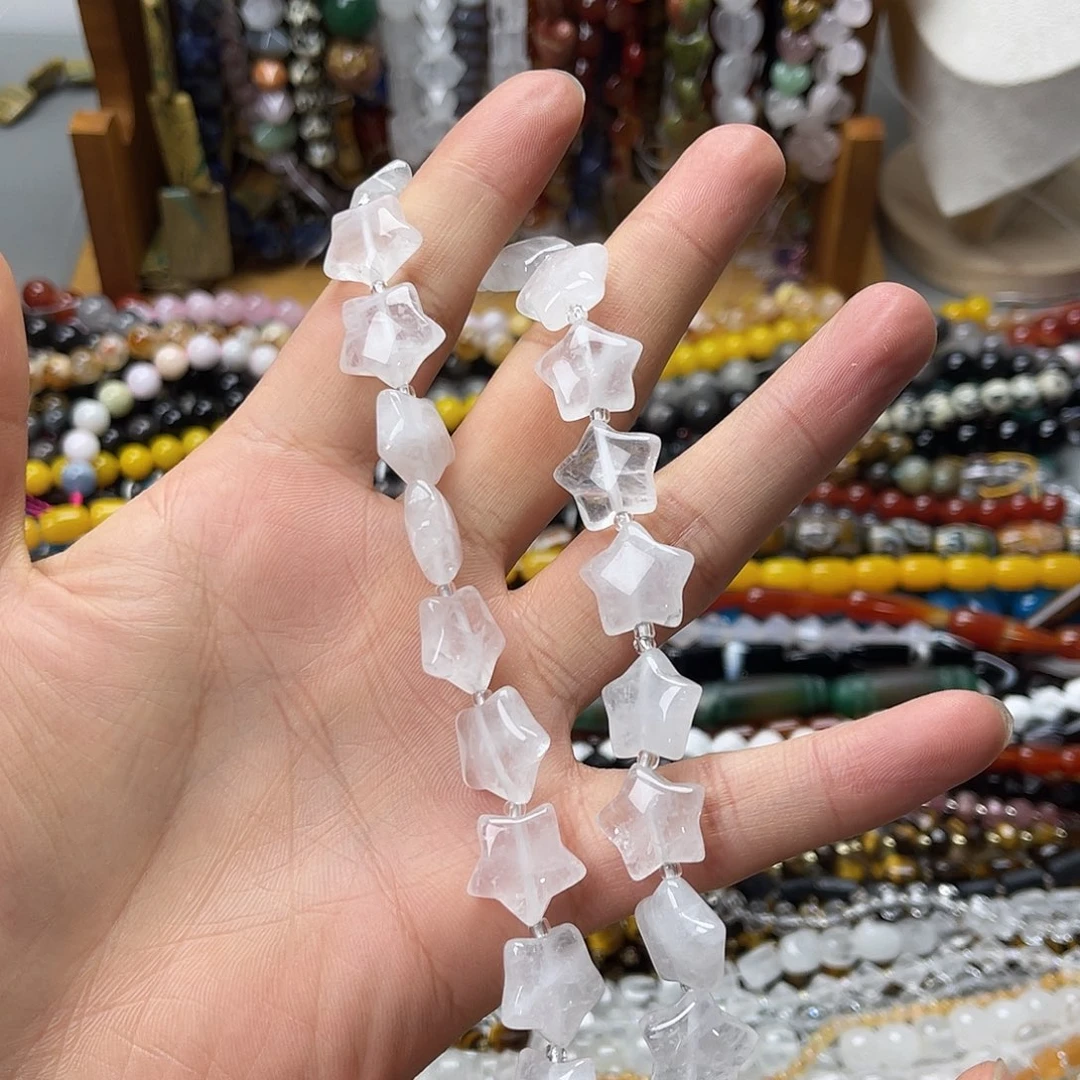 玛瑙/玉髓未镶嵌珠宝半成品卡15白水五角星一条