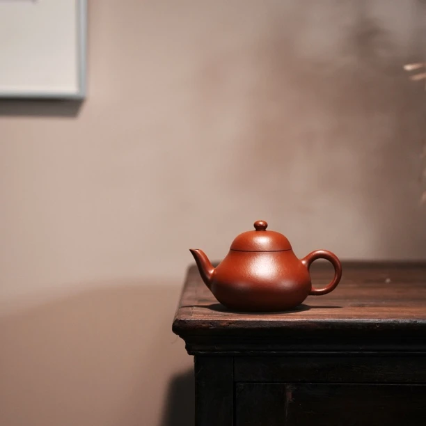 手印紫砂梨式壶原矿朱泥140cc精工实用器紫砂壶茶具梨形小容量