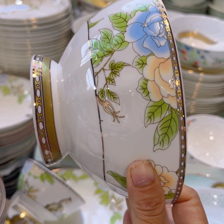 瓷片琴瑟和鸣六寸面碗两个