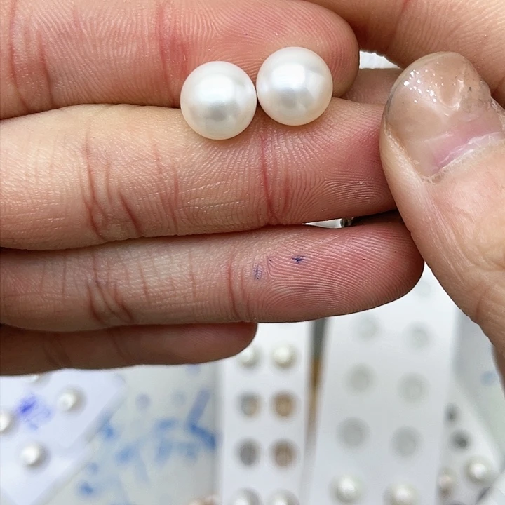 淡水珍珠耳饰银S925镶嵌吱*吱