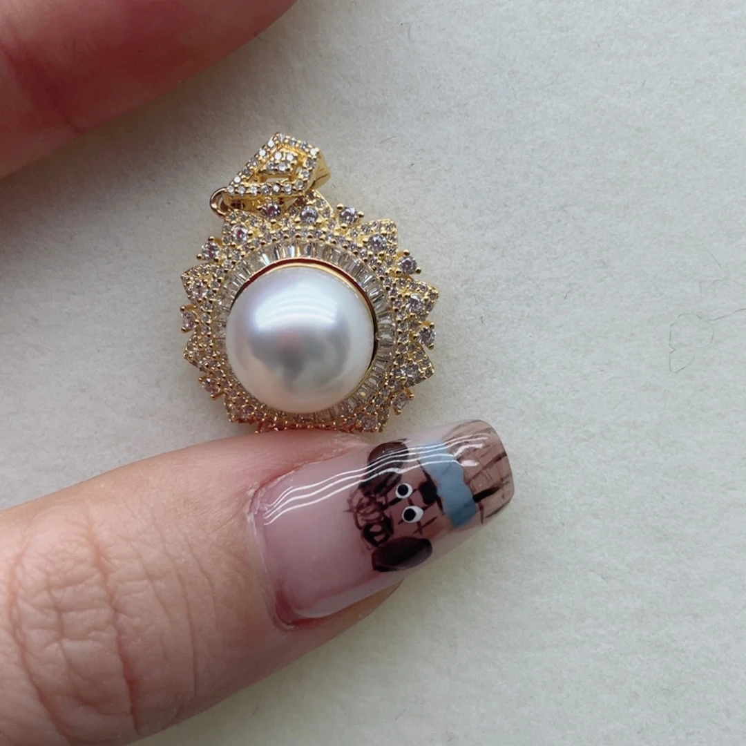 海水珍珠银S925镶嵌颈饰A40