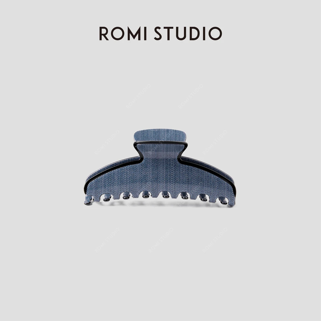 ROMI STUDIO“Cherry Kiss” 气质抛光蓝色鲨鱼发夹发抓RWCLP05950