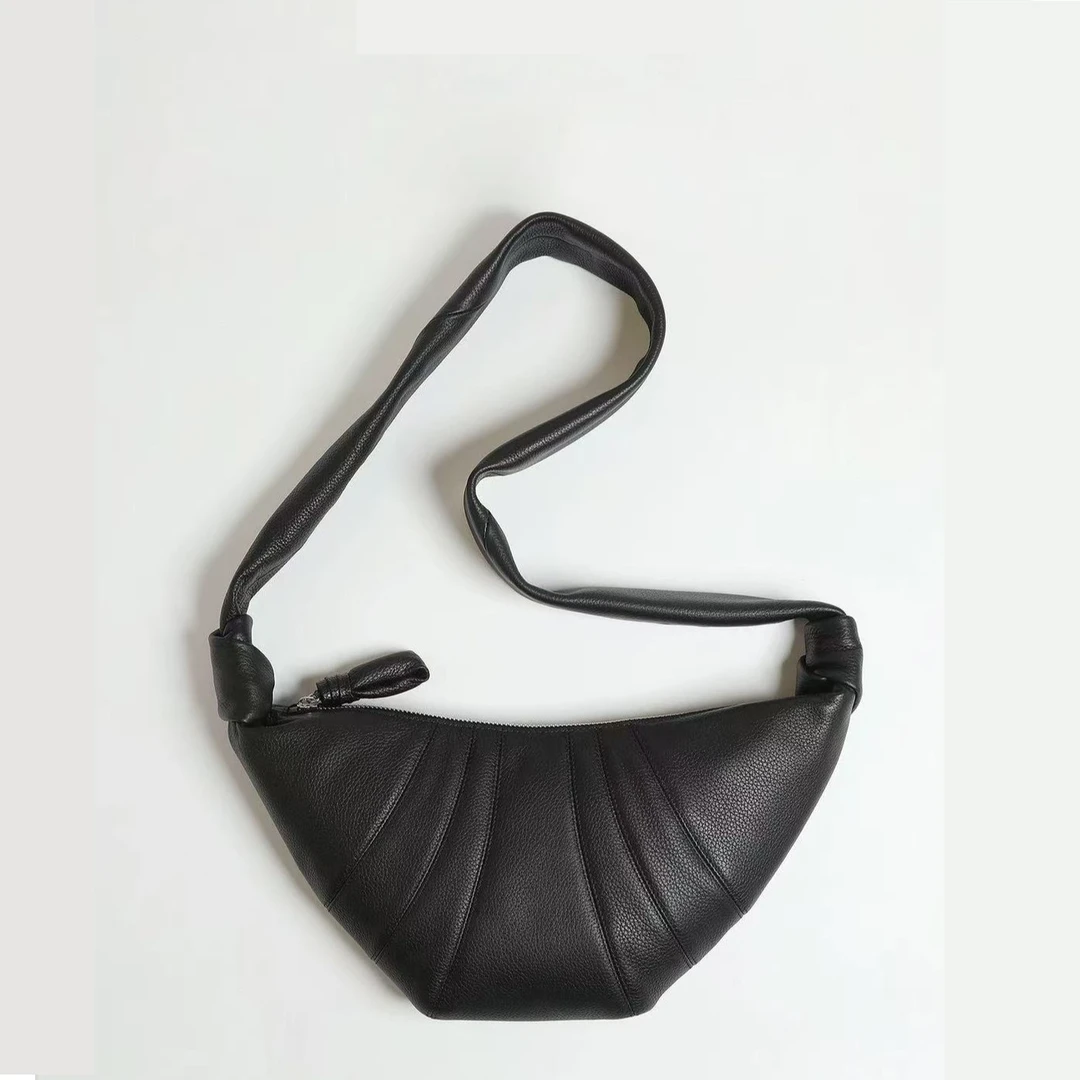 牛皮牛角包真皮牛角包 中小号可颂包饺子包斜挎包（专属）