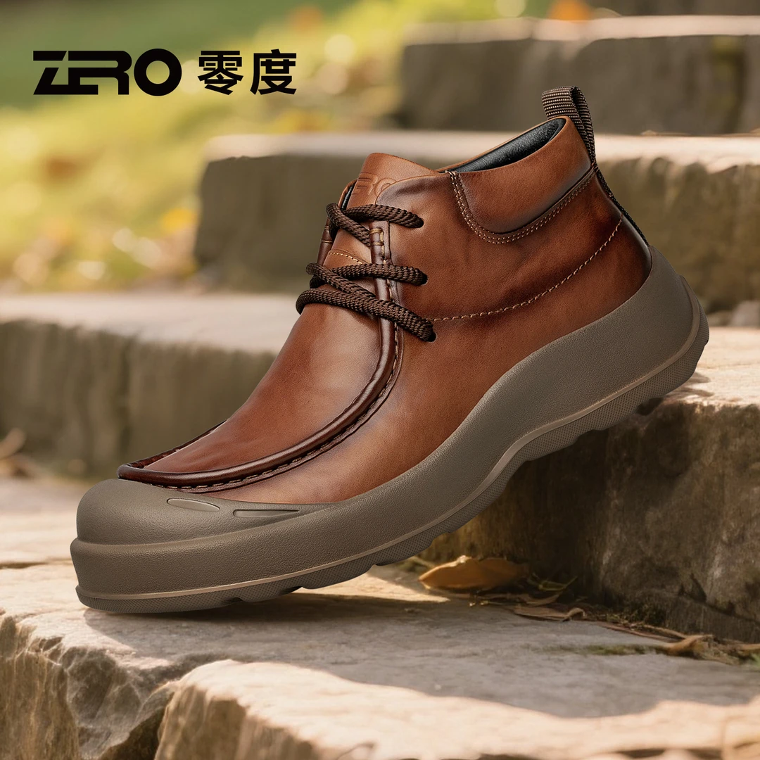 「锋途」ZRO零度男靴抓地户外工装靴擦色皮高帮鞋男复古真皮马丁靴