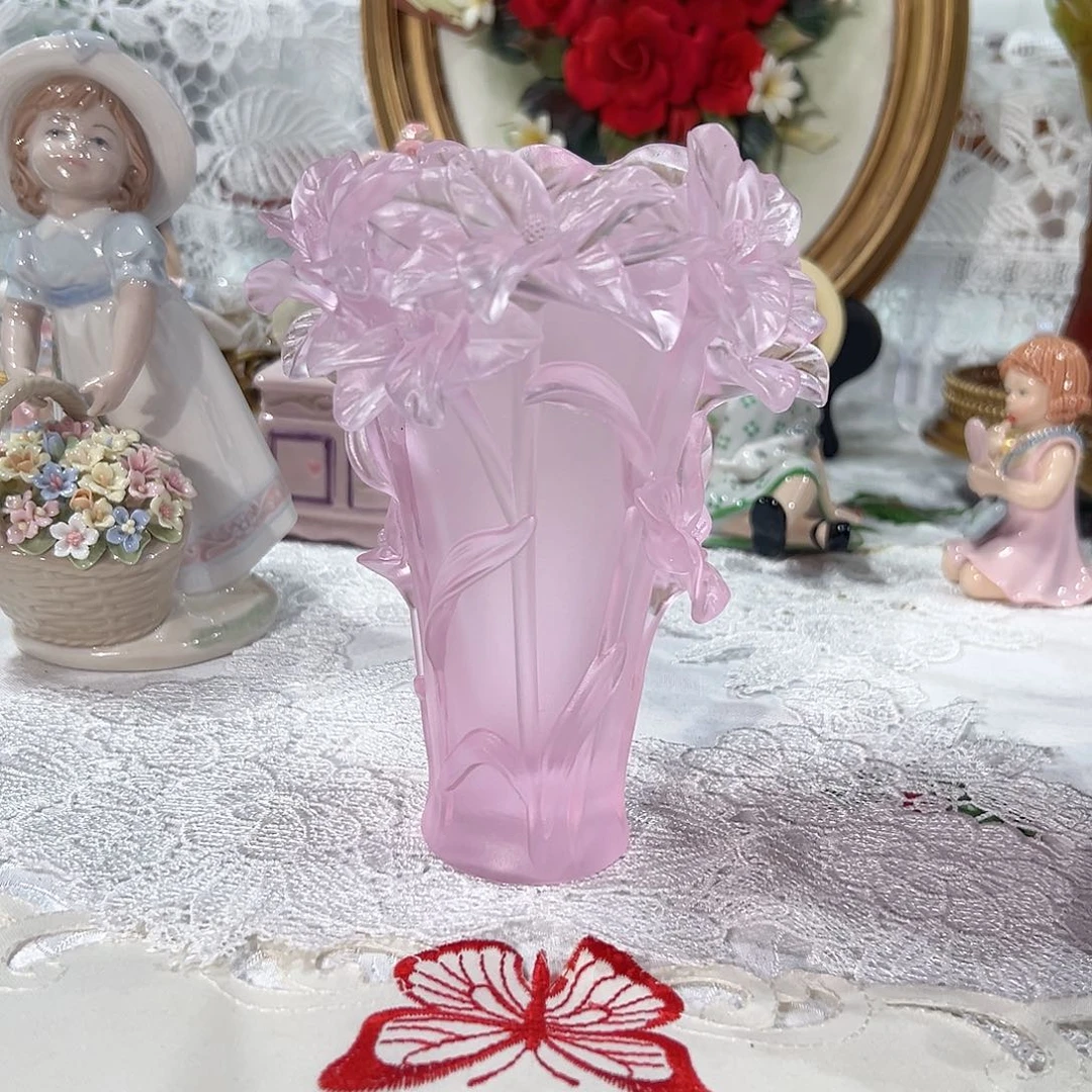 陶瓷QAA408粉色脱蜡水晶紫薇花瓶