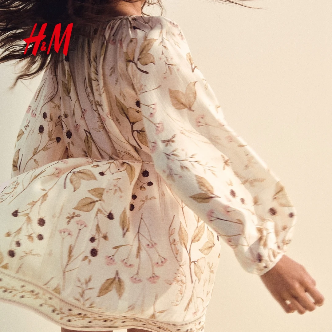 HM女装连衣裙2025秋季新款女装腰部系带大廓形流光风1297142