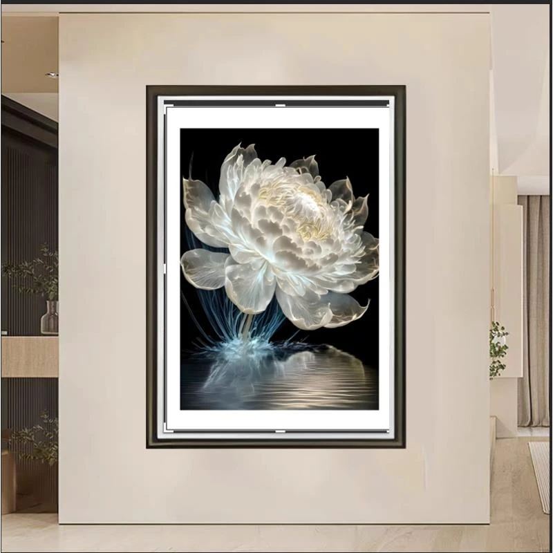 [喜宅家艺]X3睡莲装饰画餐厅客厅玄关楼梯尽头挂画壁画