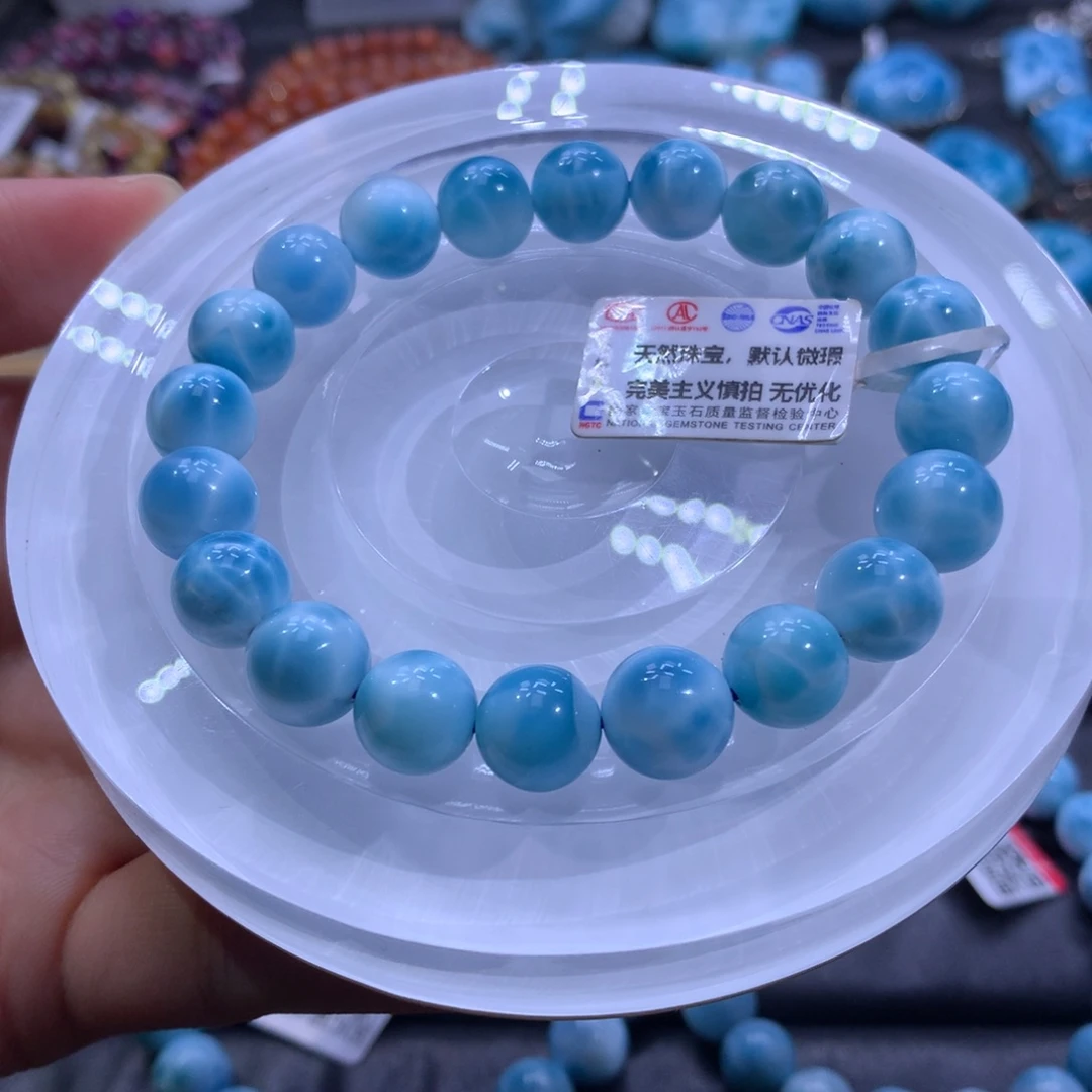 针钠钙石（海纹石）未镶嵌手链海纹石10m手串005758色差略异