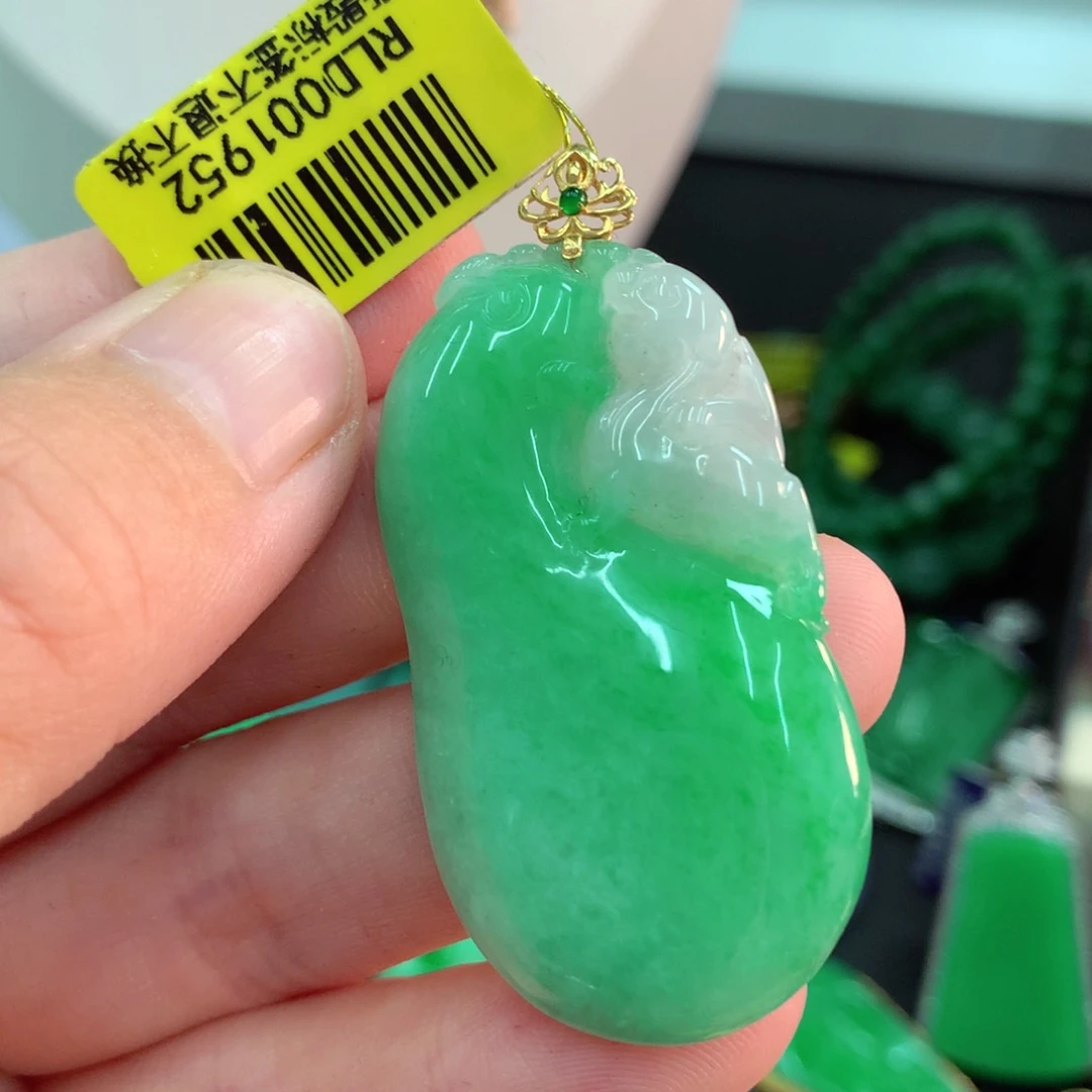 翡翠18K金镶嵌吊坠(不含链)
