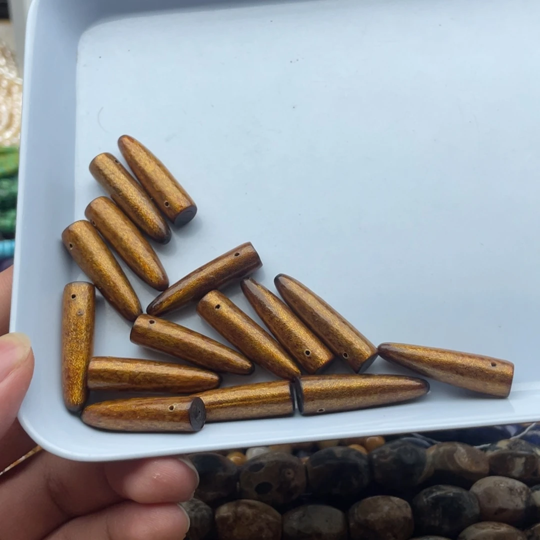 玛瑙/玉髓合金珠宝半成品五个装金柳柳子弹头吊坠8*30