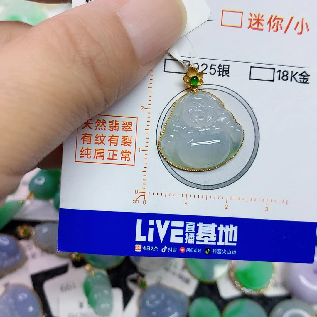 翡翠18K金镶嵌颈饰345677