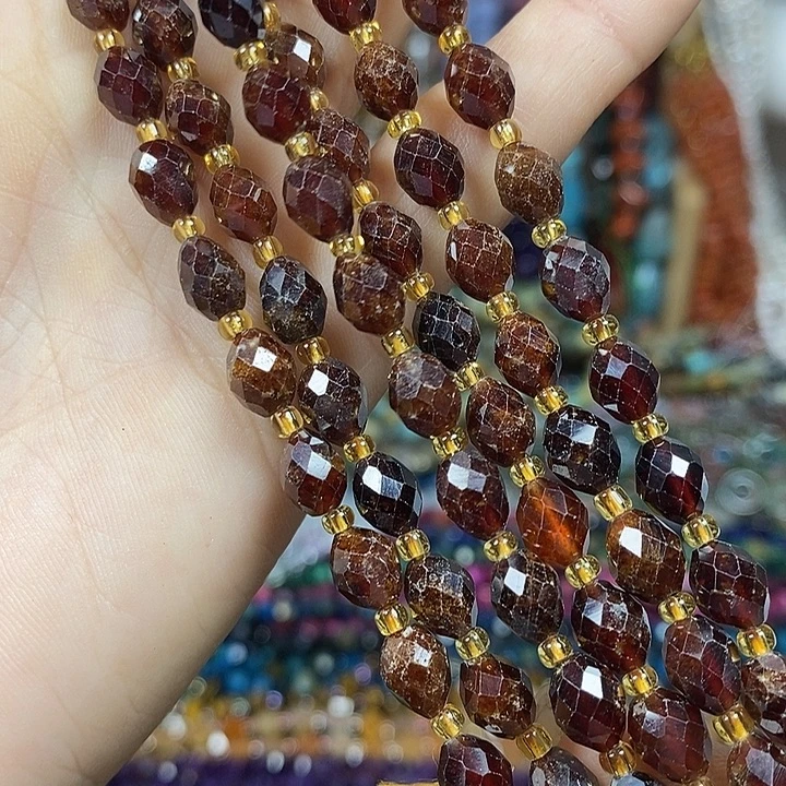 玛瑙/玉髓未镶嵌珠宝半成品天然橙石榴石米切卡6*8mm