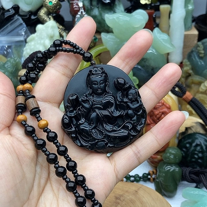 黑曜岩未镶嵌颈饰