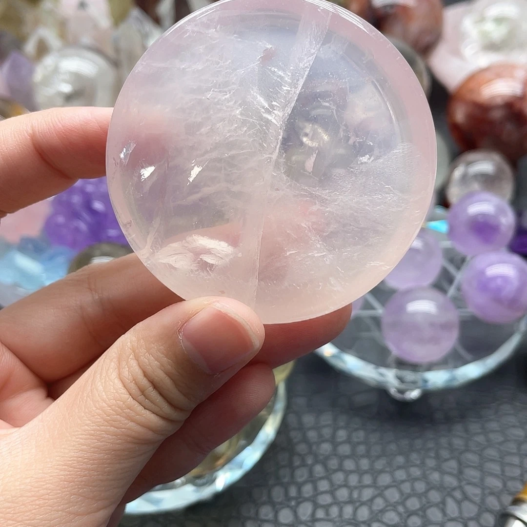 水晶珠宝半成品未镶嵌18粉水晶盘子