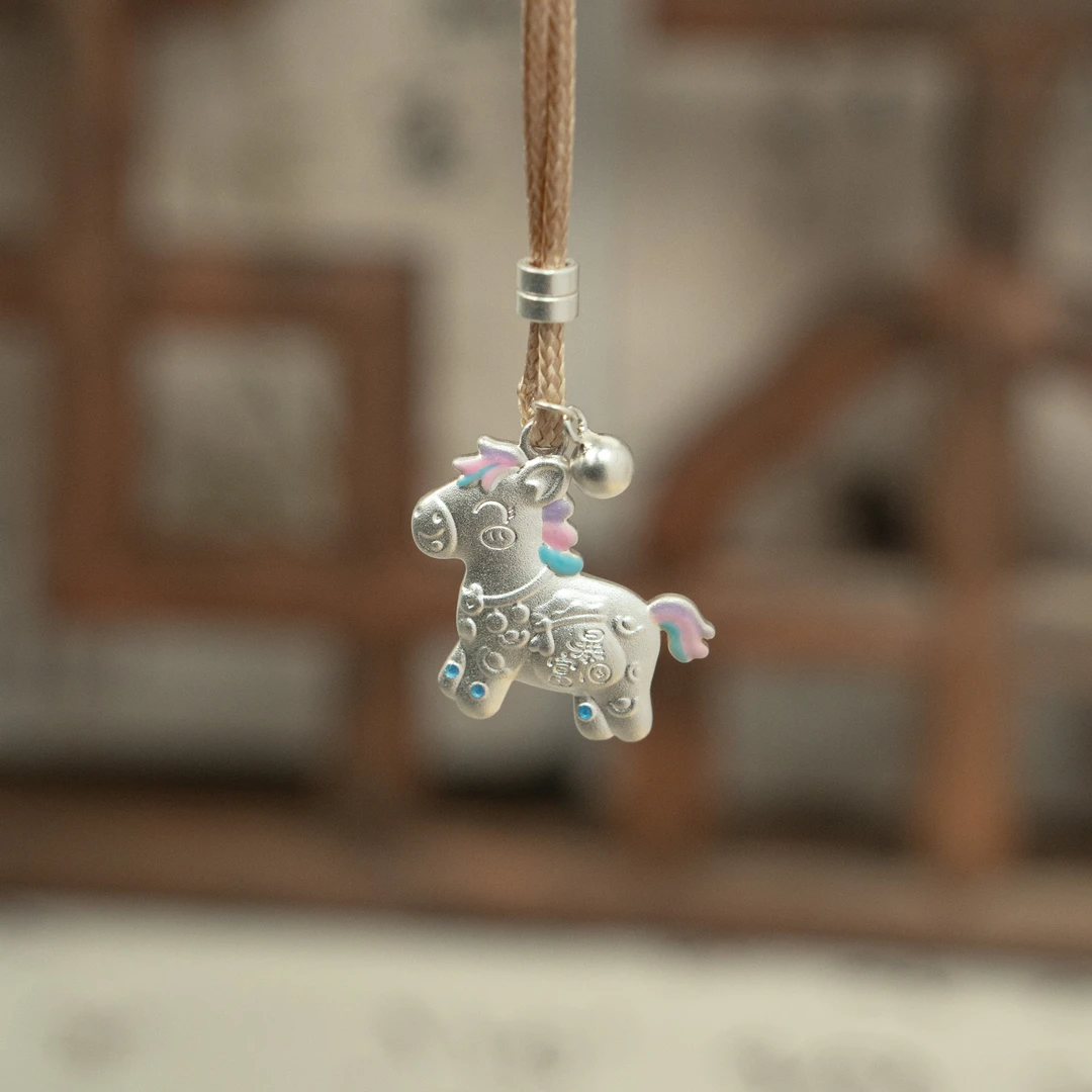 吊坠足银 古法彩虹小马吊坠/10.5克/足银999