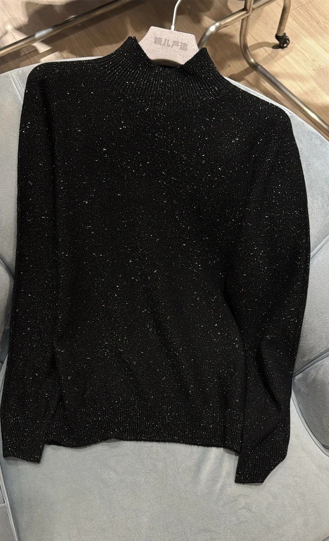 【颖儿严选】黑色金丝豆毛衣半高领针织内搭