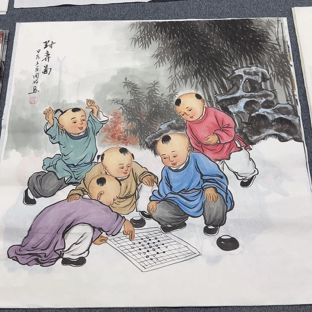 国画尺寸70X70手绘作品